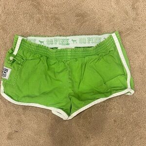 PINK Victoria's Secret Lime Green Shorts with White Trim